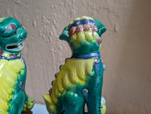 Load image into Gallery viewer, Vintage Polychrome Glazed Porcelain Foo Dogs or Foo Lions
