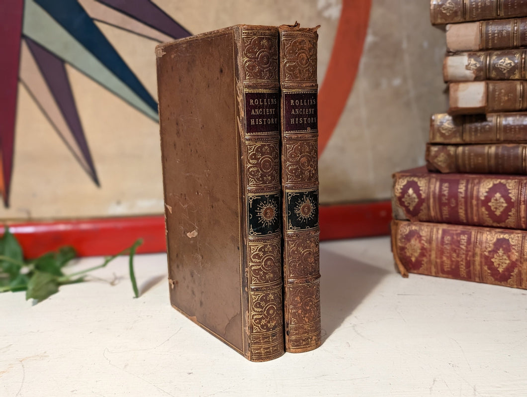 Rollins Ancient History - Vol III & V! - Antique  Leather Bound Books - 1844