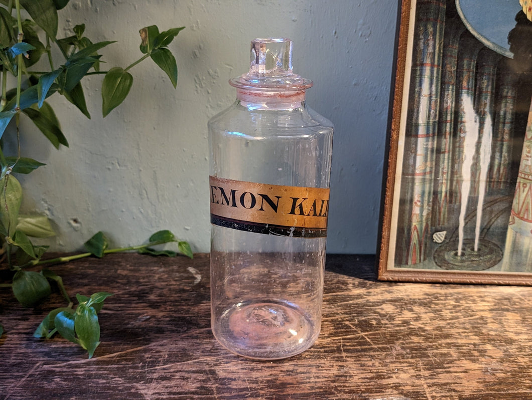 1930's Vintage Apothecary Bottle / Jar - Lemon Kali