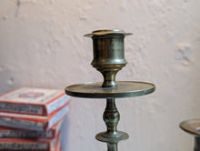 Load image into Gallery viewer, Pair of Antique Brass Candle Stick Holders
